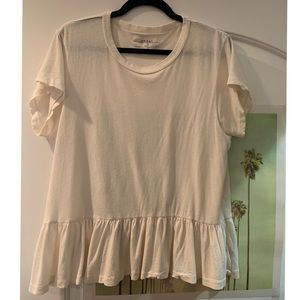 THE GREAT. White short sleeve peplum t-shirt